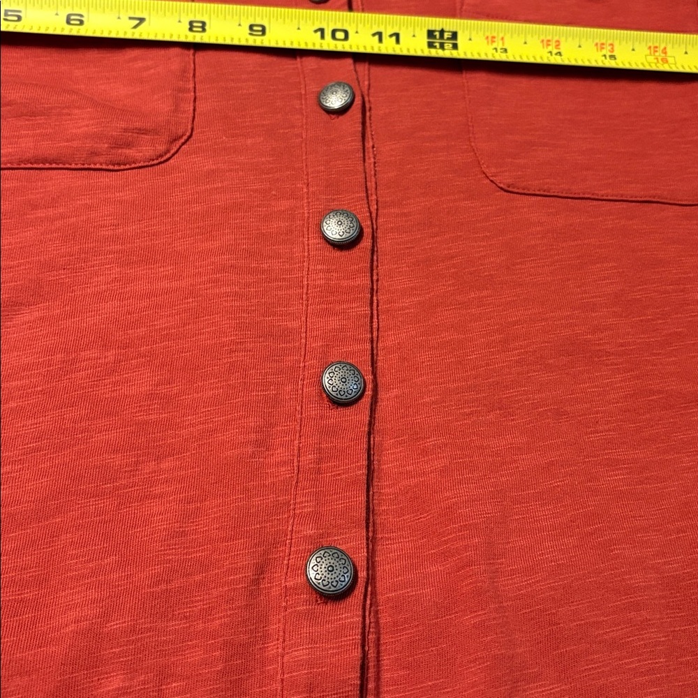 Soft Surroundings Rust Long Sleeve 100% Cotton Dress SZ M With Western Buttons - Picture 6 of 7